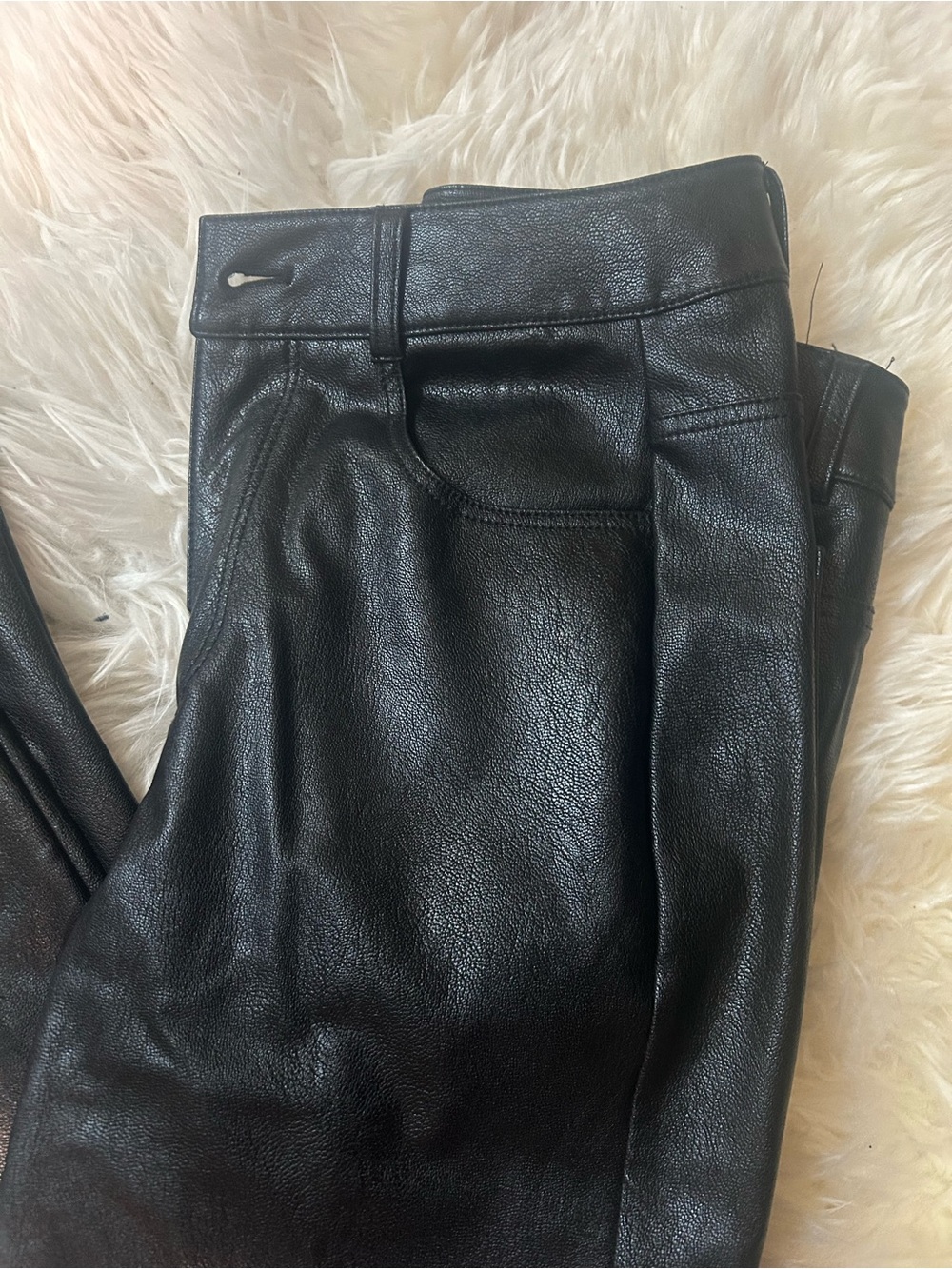 PAIGE Black Faux Leather Skinny/Straight Jeans